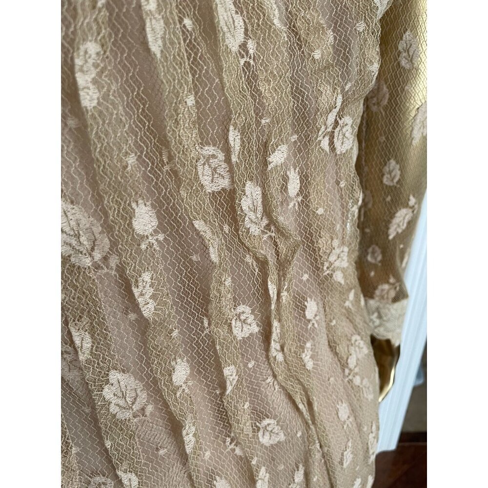 Vintage Rina Di Montella Sheer Lace Dress With Embroidered Floral Sequins Size 6 - Picture 8 of 16